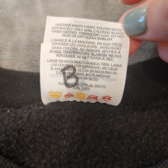 Vintage 90s JERZEES SPORT Sweatshirt Size Large Black Blank Crewneck Made In USA - Picture 9 of 9